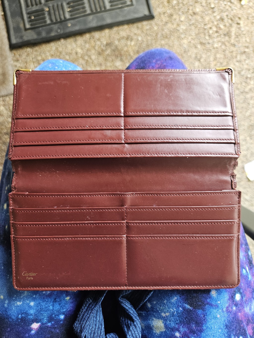 Cartier Vintage Paris Authentic Long Burgundy Wallet